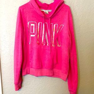 💕Hot pink Victoria secret hoodie. Size large.💕